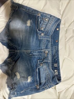 Miss Me Distressed Blue Denim Jean Shorts